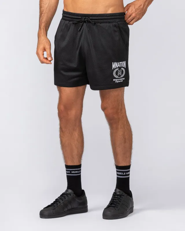 Heritage Crest Lay Up 3.5" Shorts - Black made by Muscle Nation