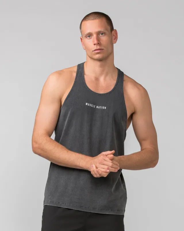 Infinite Y Back Singlet - Washed Black made by Muscle Nation