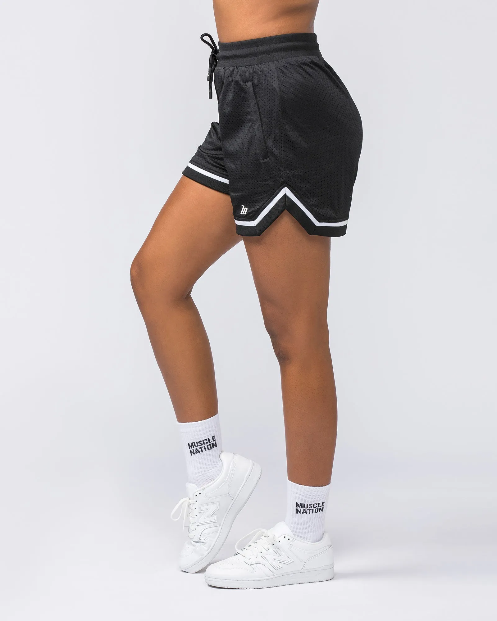 Womens 4" Basketball Shorts - Black sold by Muscle Nation product image thumbnail 3