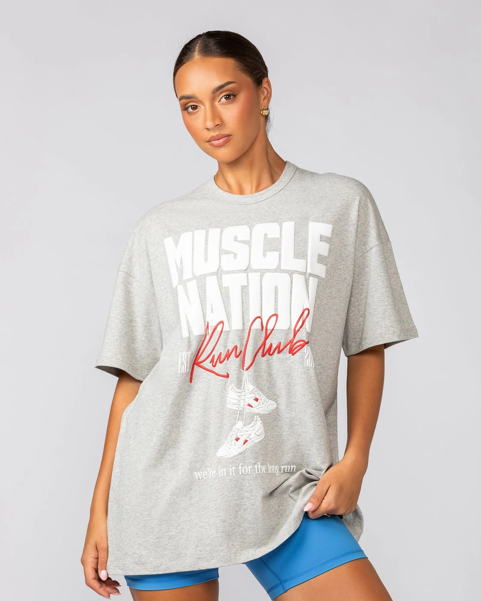 Sports Mode Oversized Tee - Light Grey Marl sold by Muscle Nation product image thumbnail 2