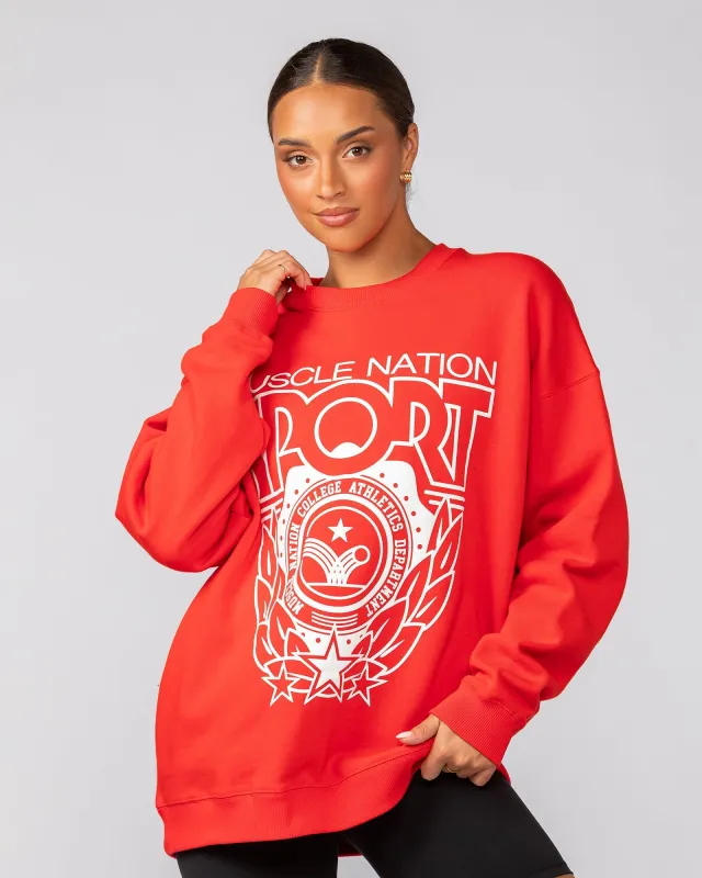 Athletics Oversized Pullover - Salsa sold by Muscle Nation