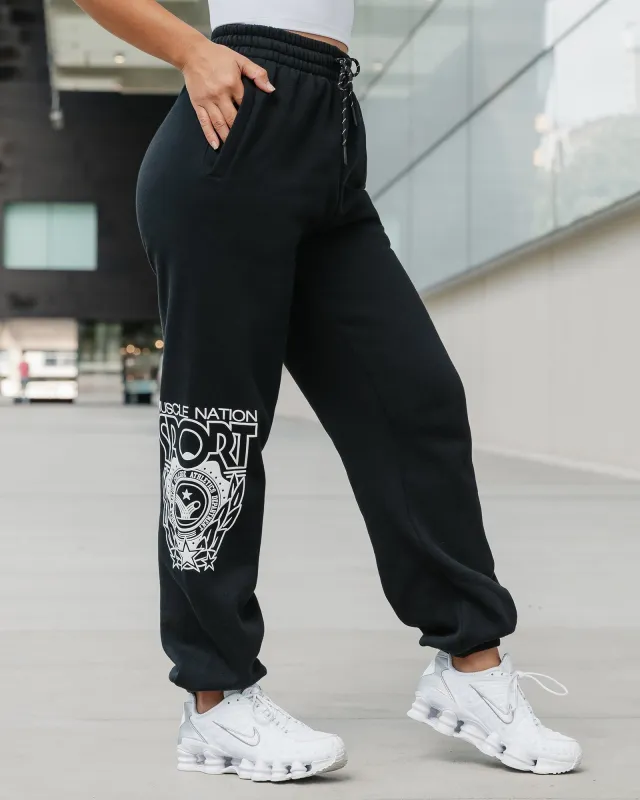 Athletics Slouchy Trackies - Black made by Muscle Nation