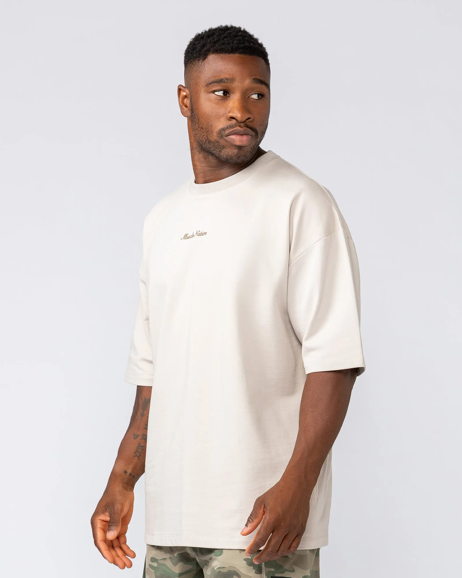 Loopback Oversized Tee - Cream sold by Muscle Nation product image thumbnail 3