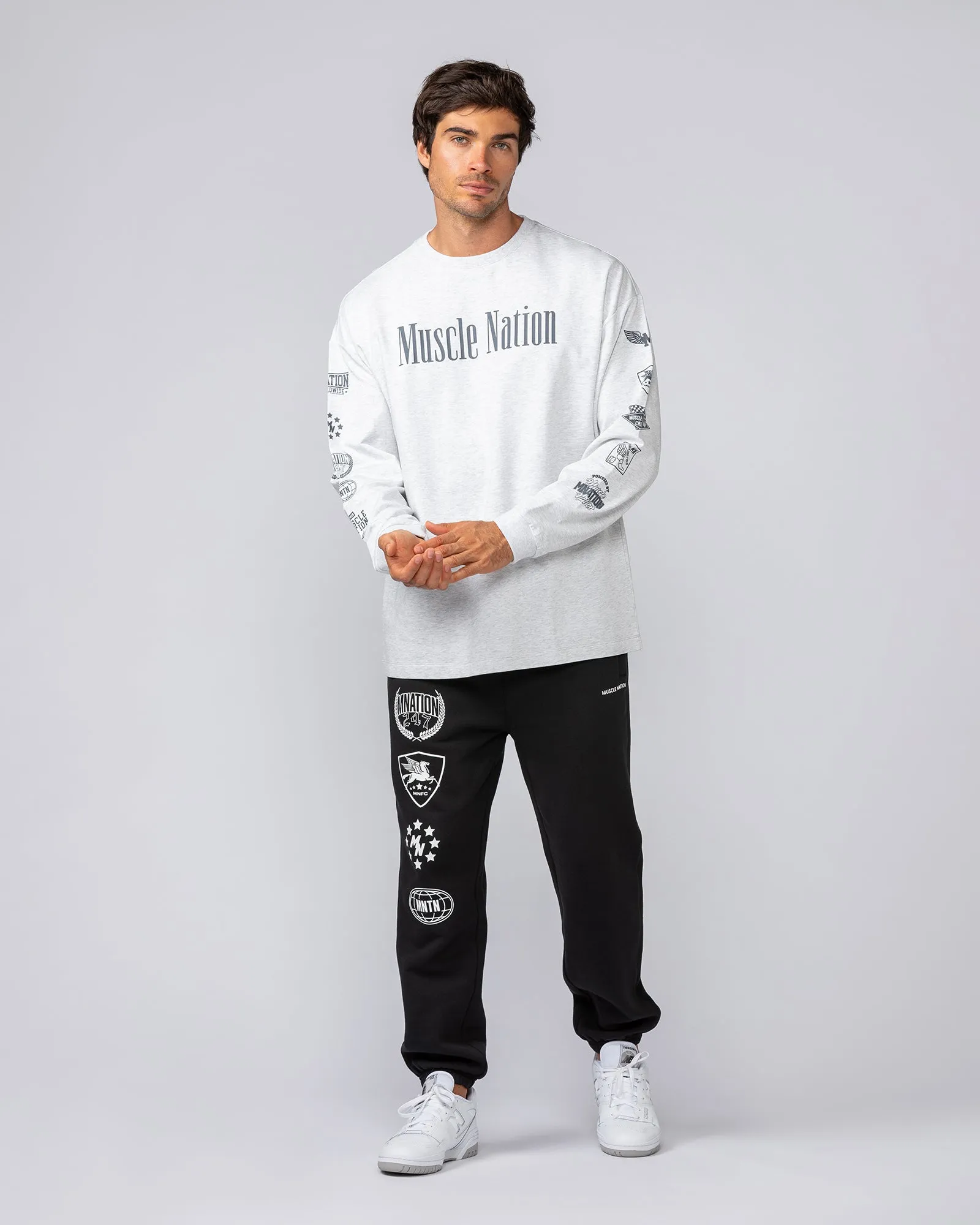 Alpha Loopback Oversized Mens Long Sleeve - Snow Grey Marl sold by Muscle Nation product image thumbnail 5