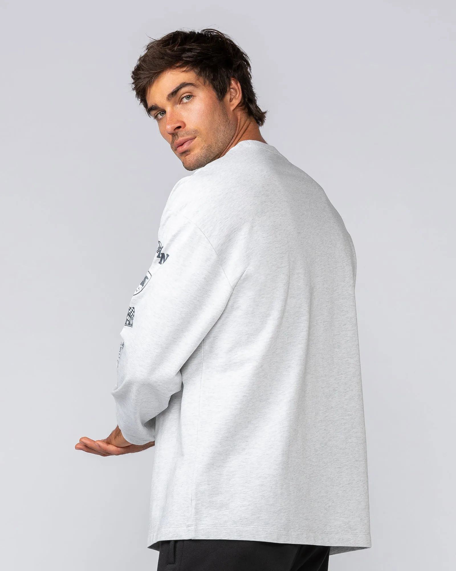 Alpha Loopback Oversized Mens Long Sleeve - Snow Grey Marl sold by Muscle Nation product image thumbnail 3