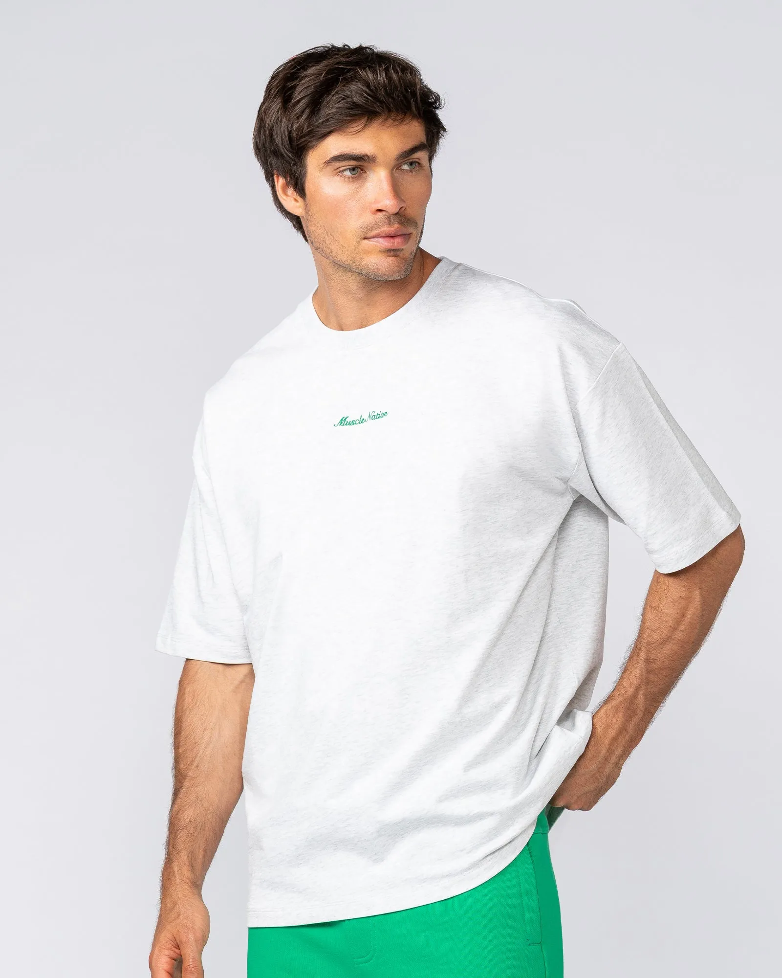 Loopback Oversized Tee - Snow Grey Marl sold by Muscle Nation product image thumbnail 3