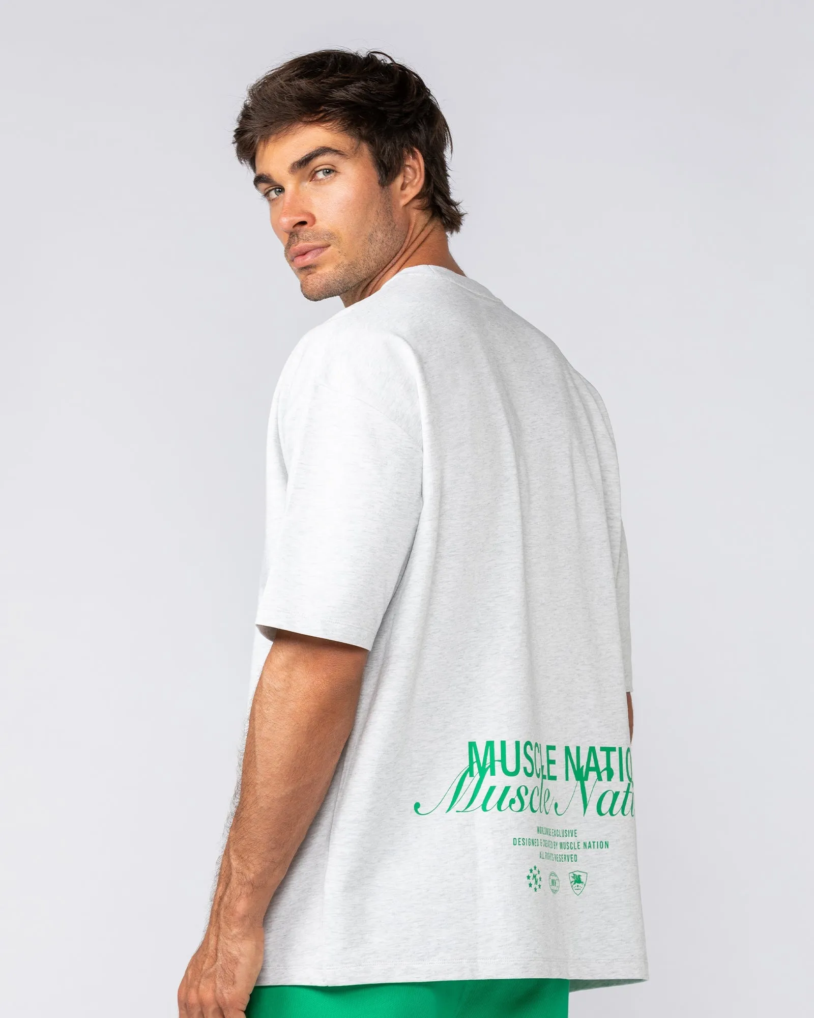 Loopback Oversized Tee - Snow Grey Marl sold by Muscle Nation product image thumbnail 4