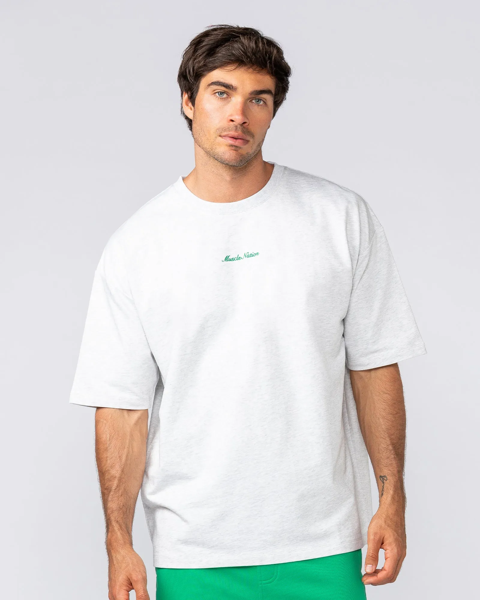 Loopback Oversized Tee - Snow Grey Marl sold by Muscle Nation product image thumbnail 2