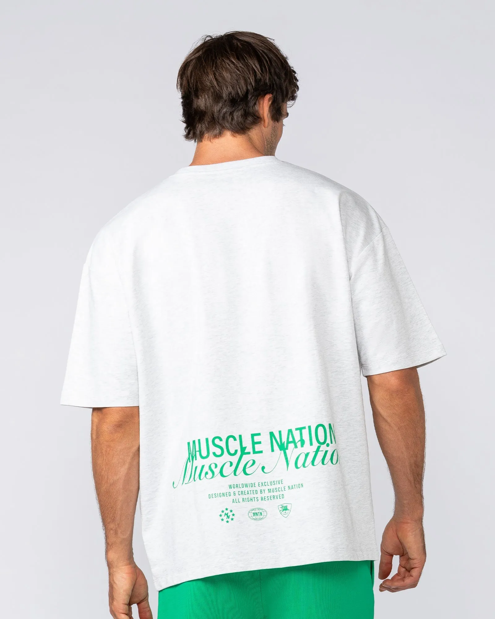 Loopback Oversized Tee - Snow Grey Marl sold by Muscle Nation