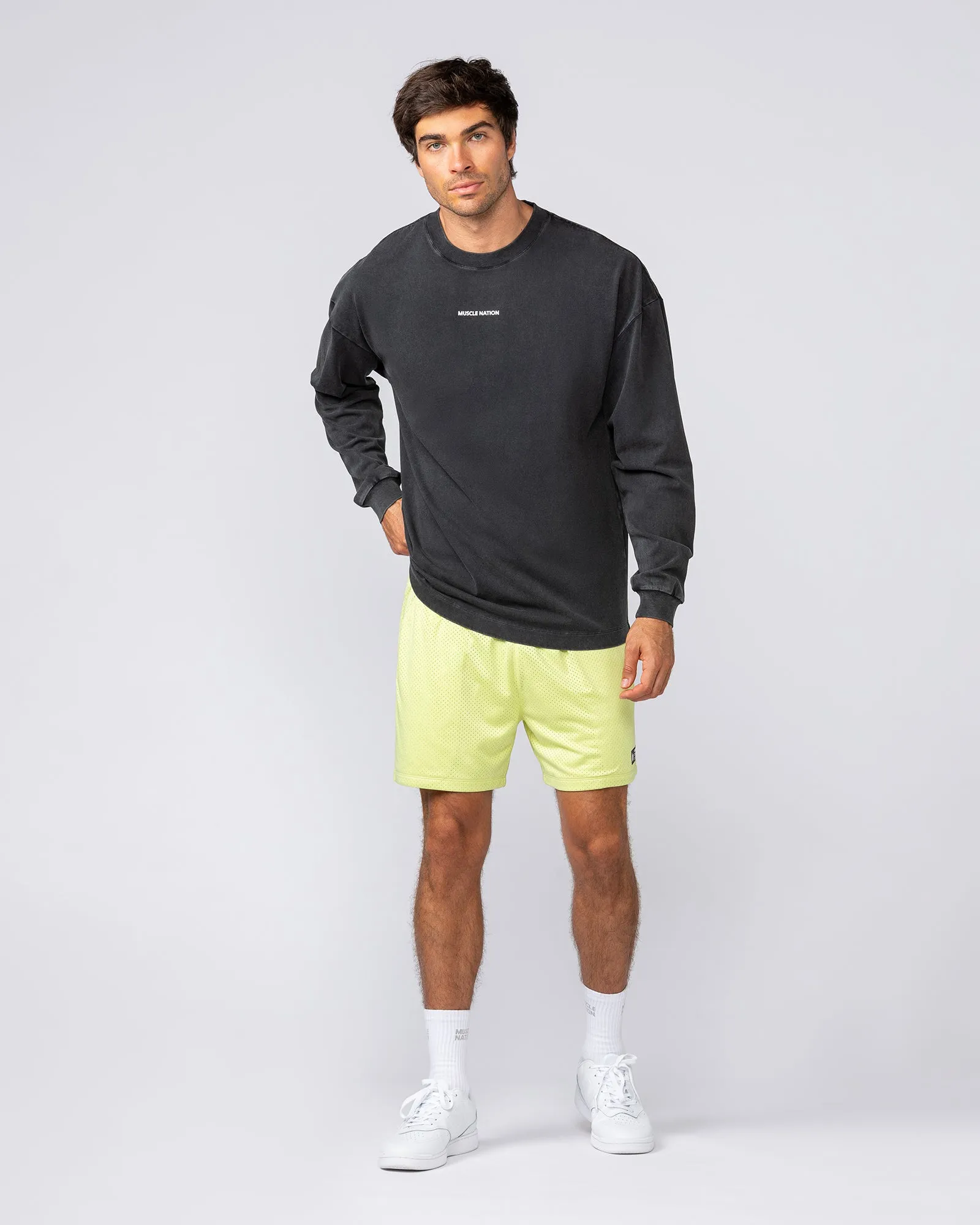 Alpha Oversized Mens Long Sleeve - Washed Black sold by Muscle Nation product image thumbnail 5