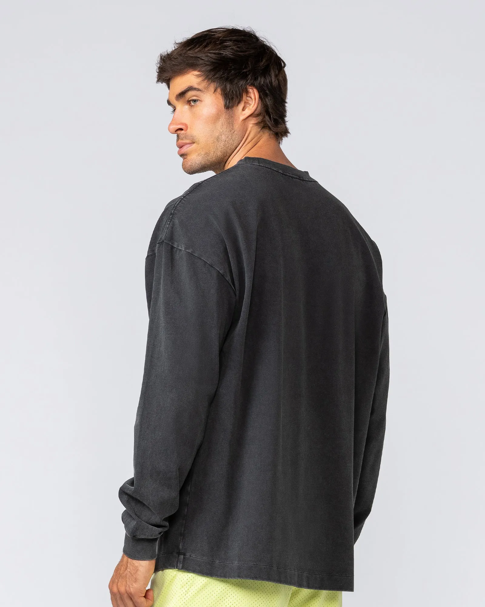 Alpha Oversized Mens Long Sleeve - Washed Black sold by Muscle Nation product image thumbnail 3