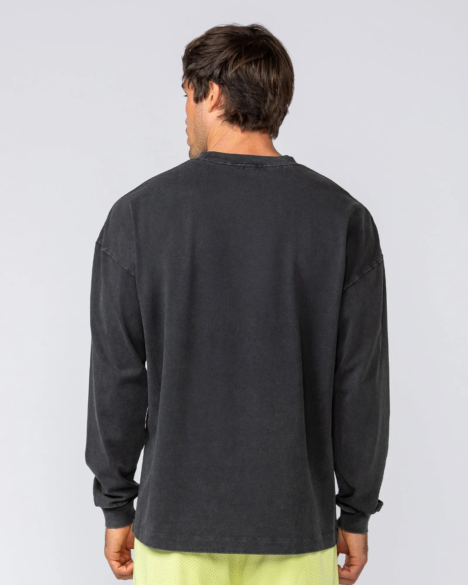 Alpha Oversized Mens Long Sleeve - Washed Black sold by Muscle Nation product image thumbnail 4