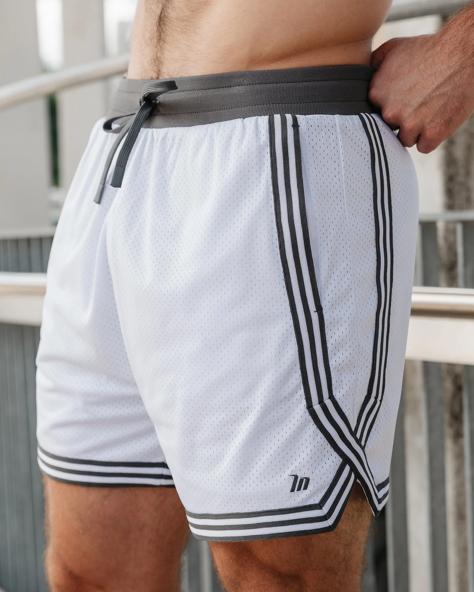 Courtside Basketball 5" Shorts - White sold by Muscle Nation