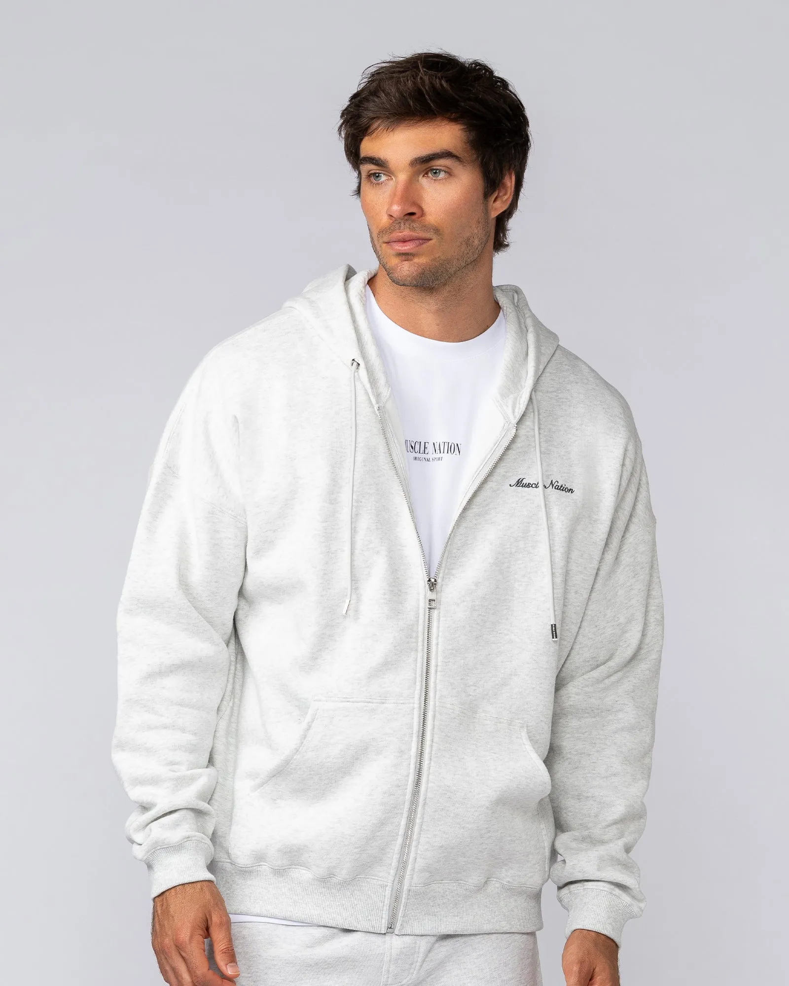 MN Classic Zip Through - Snow Grey Marl sold by Muscle Nation product image thumbnail 2