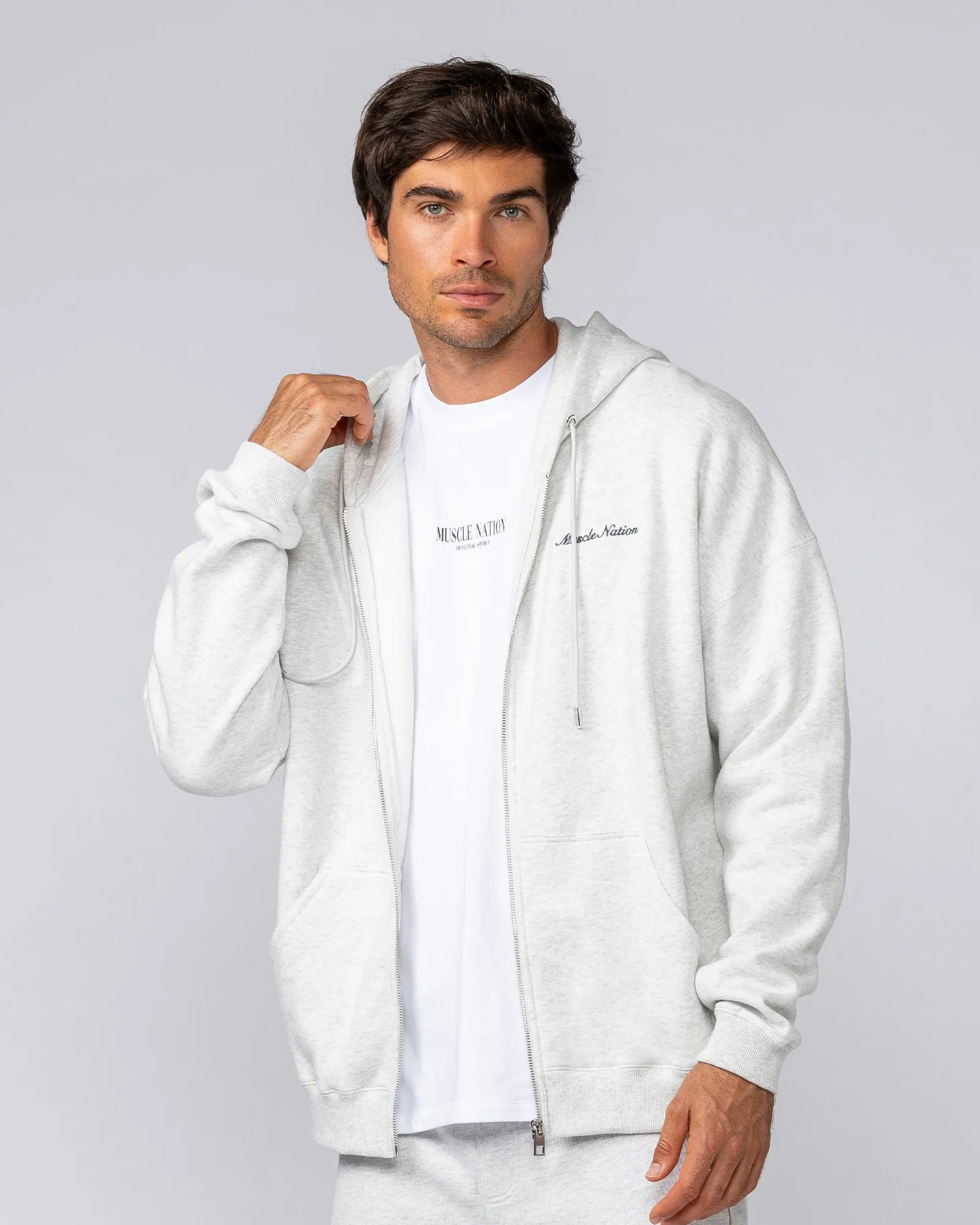 MN Classic Zip Through - Snow Grey Marl sold by Muscle Nation product image thumbnail 3