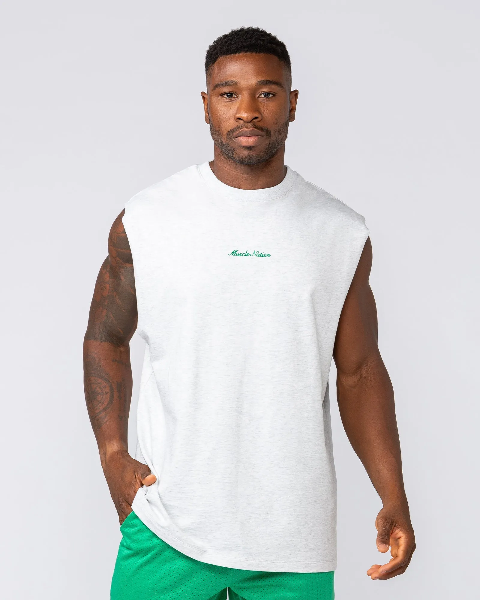 Loopback Muscle Tank - Snow Grey Marl sold by Muscle Nation product image thumbnail 2