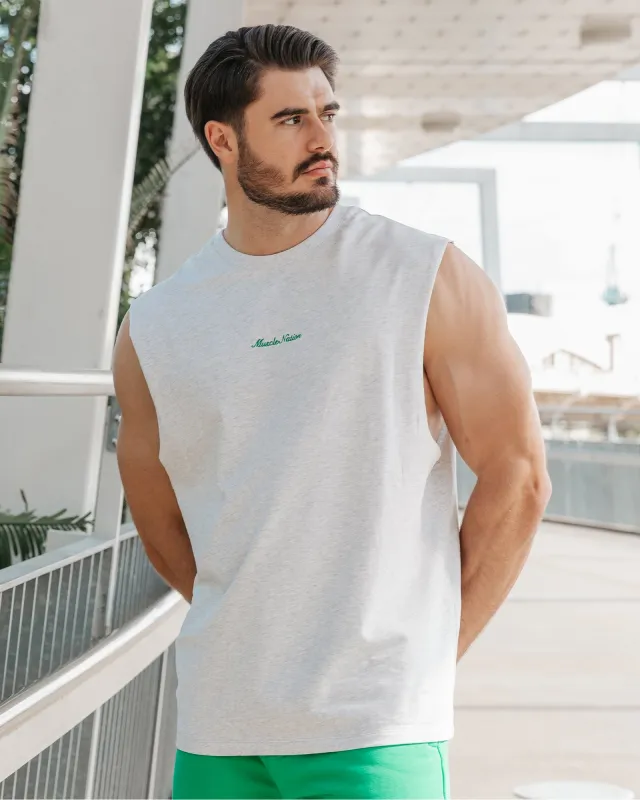 Loopback Muscle Tank - Snow Grey Marl sold by Muscle Nation
