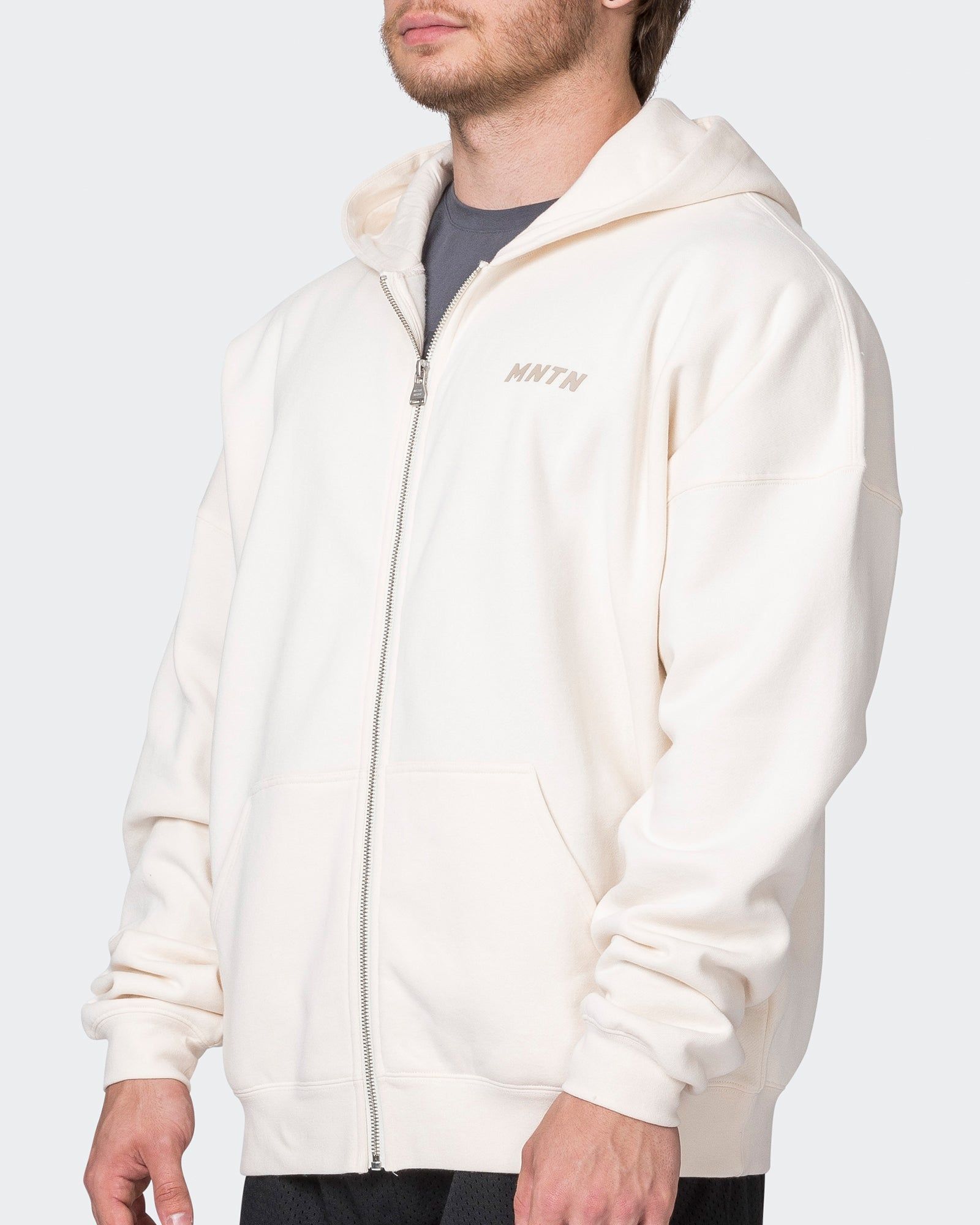 Mens Vintage Oversized Zip Up Hoodie - Travertine sold by Muscle Nation product image thumbnail 4
