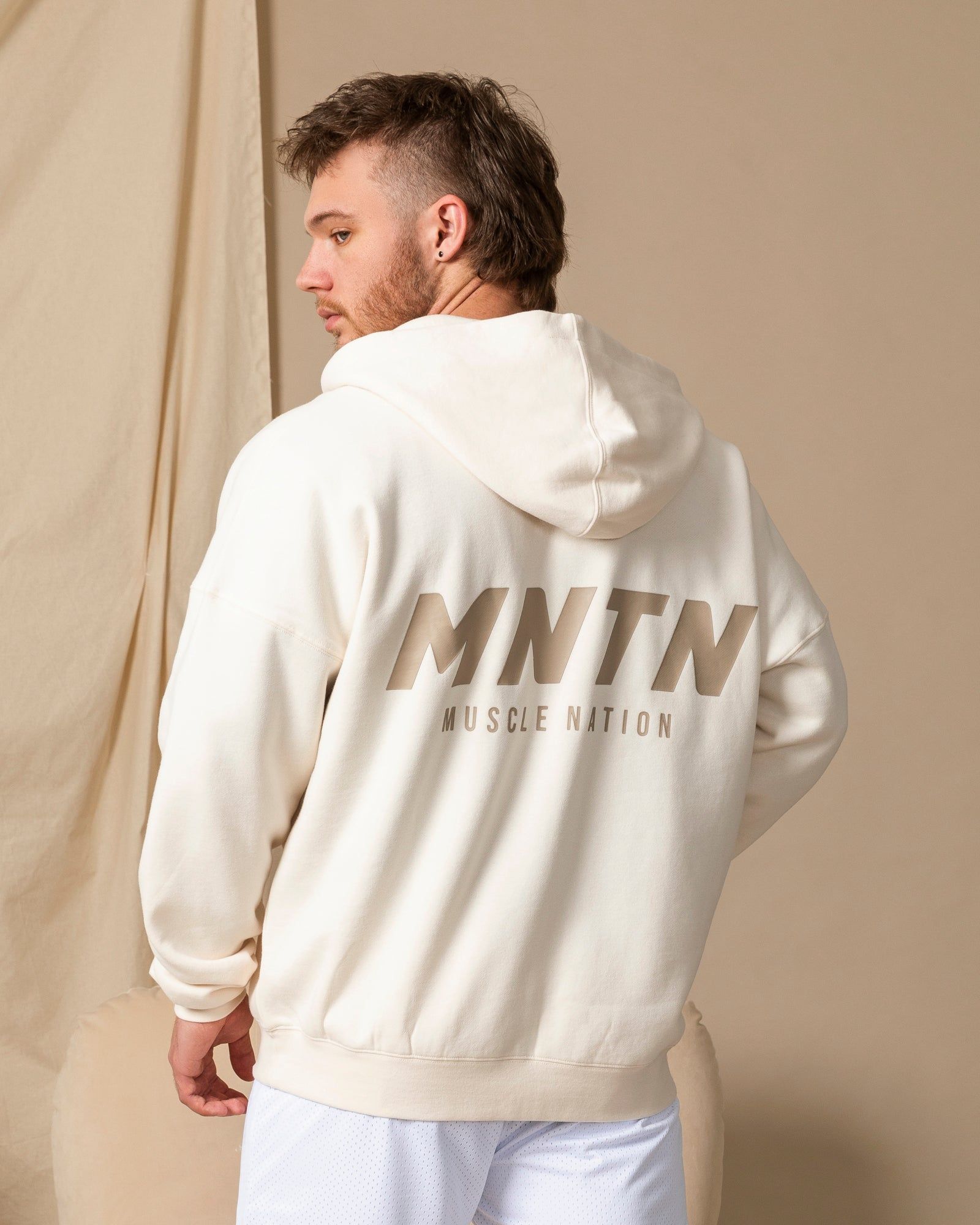 Mens Vintage Oversized Zip Up Hoodie - Travertine sold by Muscle Nation