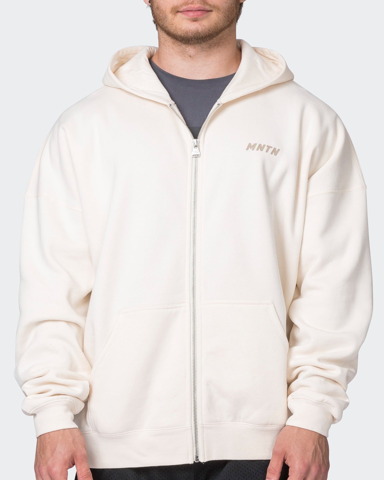 Mens Vintage Oversized Zip Up Hoodie - Travertine sold by Muscle Nation product image thumbnail 3