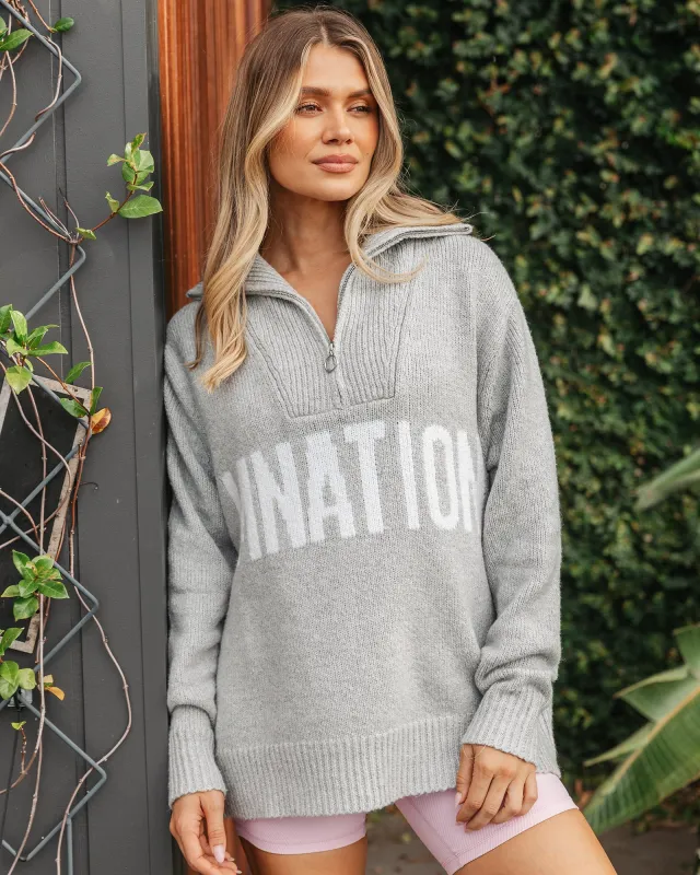 Heritage Oversized Knit - Light Grey Marl sold by Muscle Nation