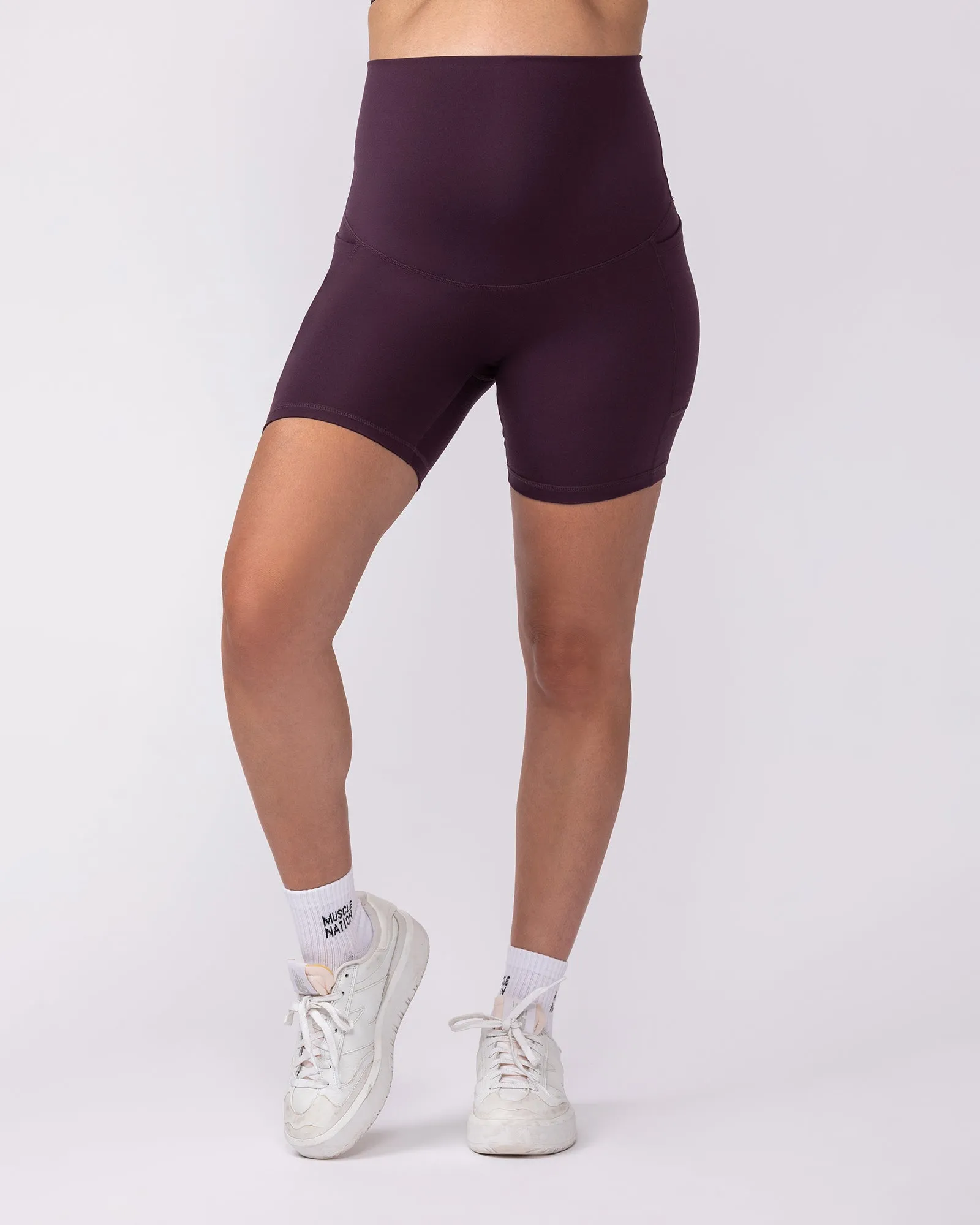 Maternity Everyday Pocket Bike Shorts - Midnight Plum sold by Muscle Nation product image thumbnail 2