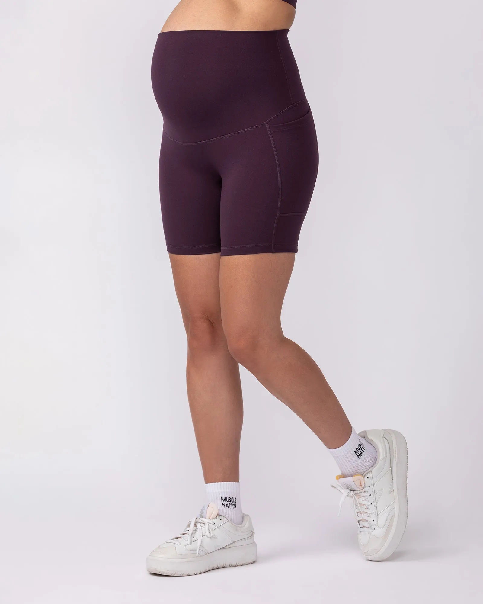 Maternity Everyday Pocket Bike Shorts - Midnight Plum sold by Muscle Nation product image thumbnail 3