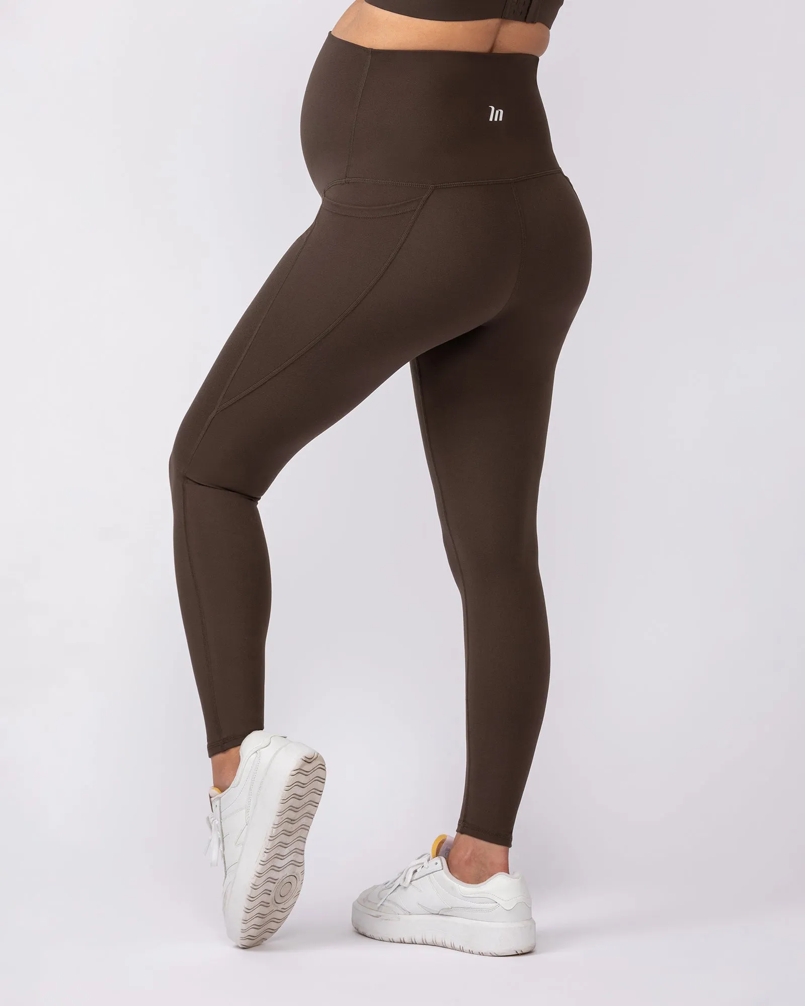 Maternity Everyday Pocket Leggings - Deep Brown sold by Muscle Nation product image thumbnail 4
