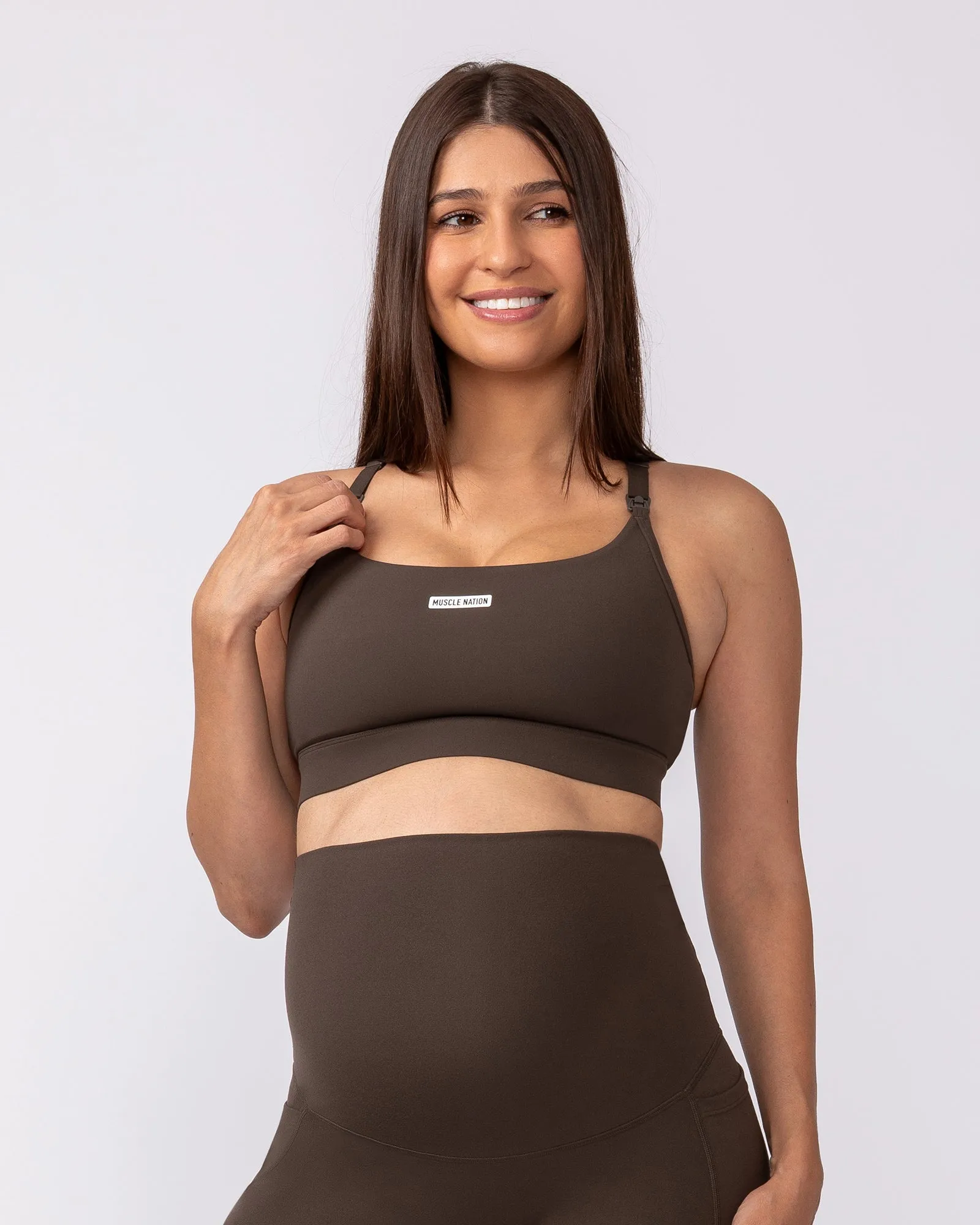 Maternity Aura Bra - Deep Brown sold by Muscle Nation