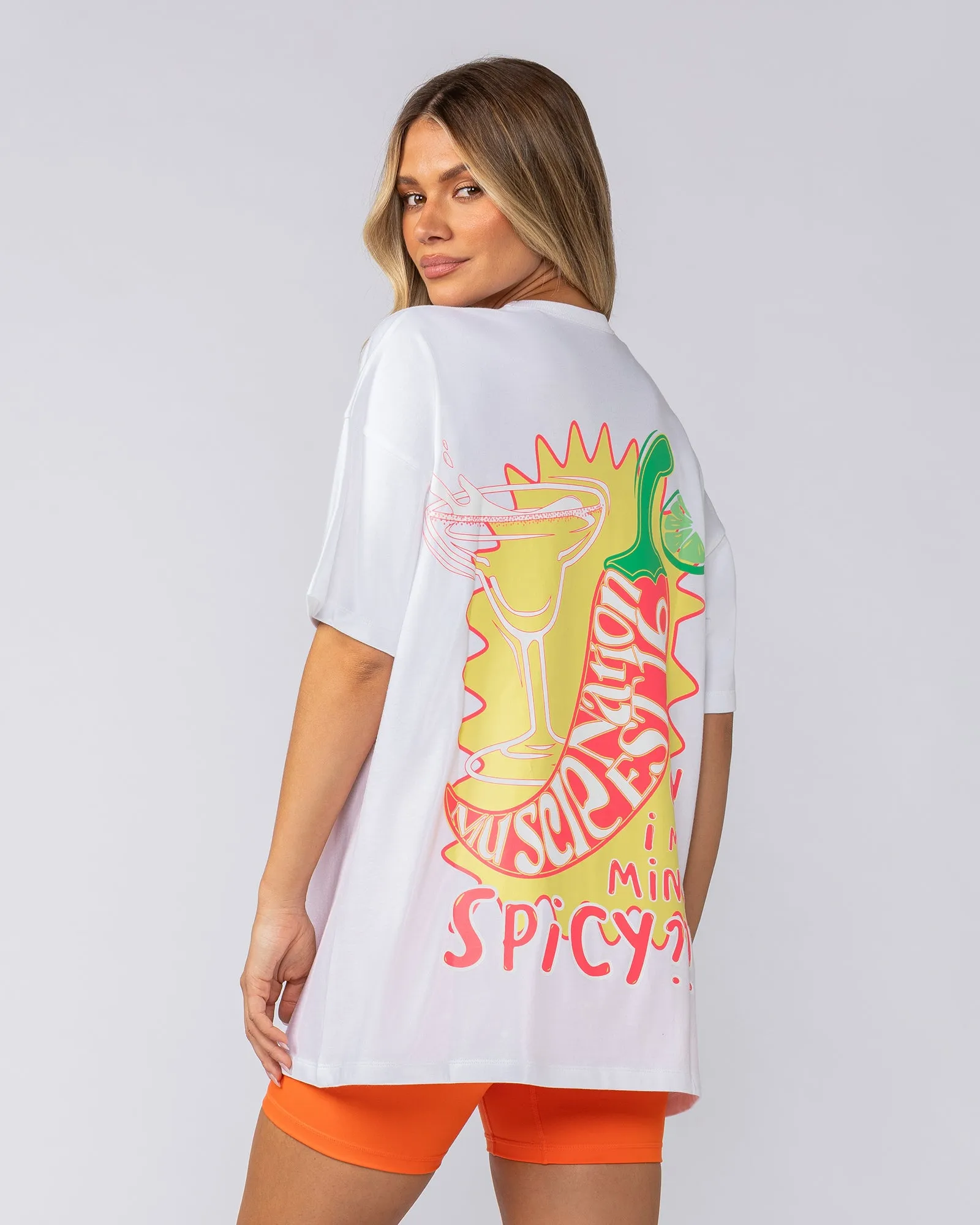 Spicy Oversized Tee - White sold by Muscle Nation