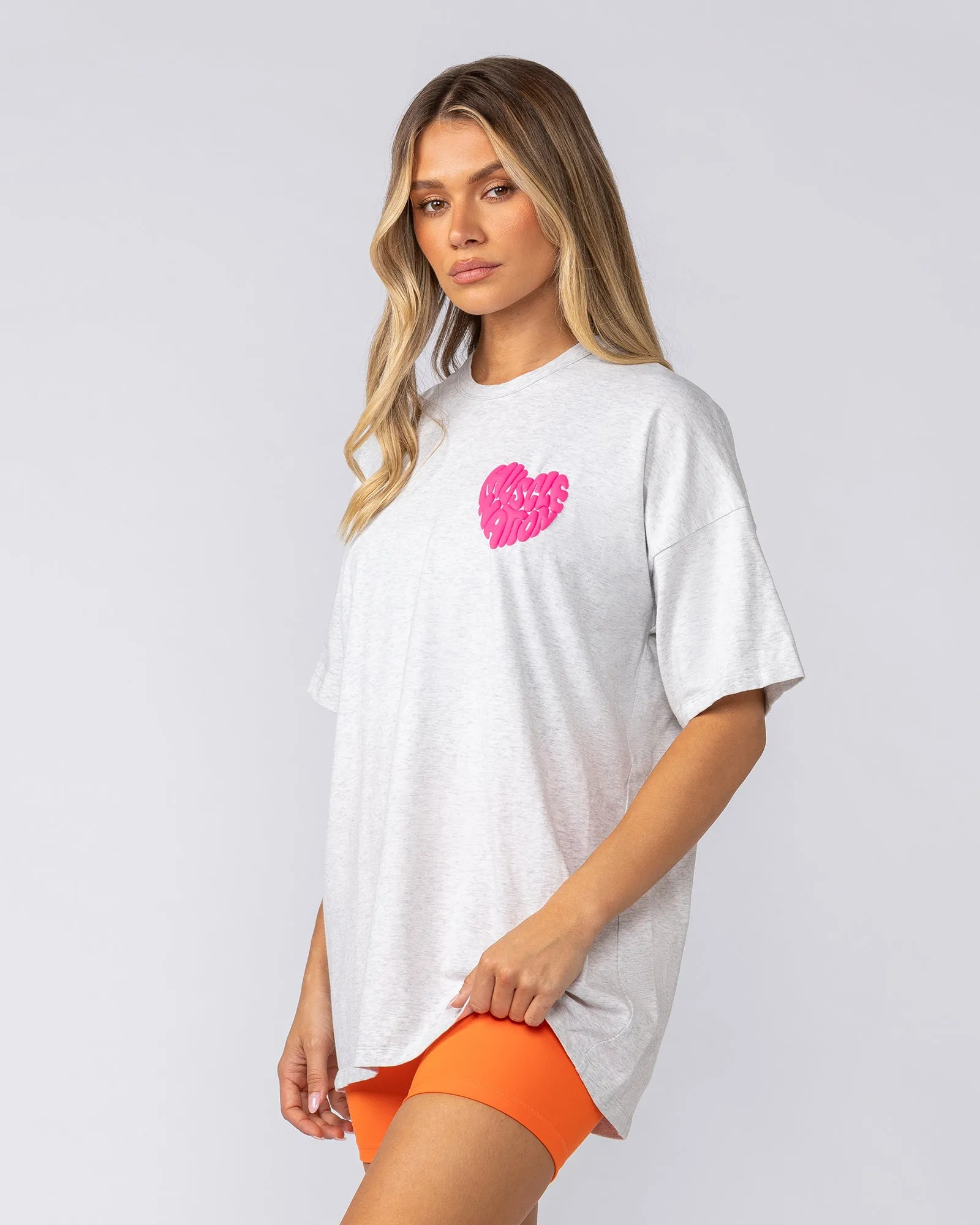 Peachy Oversized Tee - Snow Grey Marl sold by Muscle Nation product image thumbnail 3
