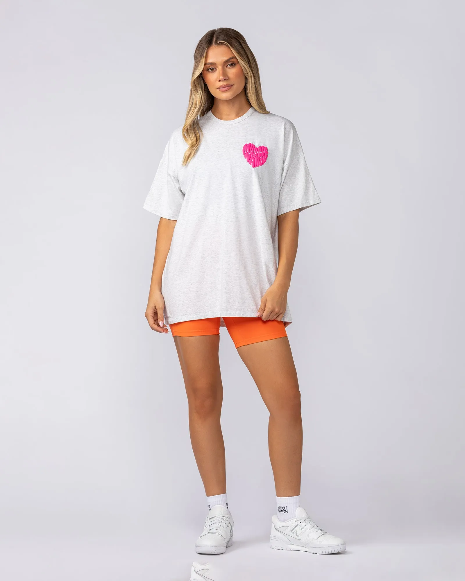 Peachy Oversized Tee - Snow Grey Marl sold by Muscle Nation product image thumbnail 5