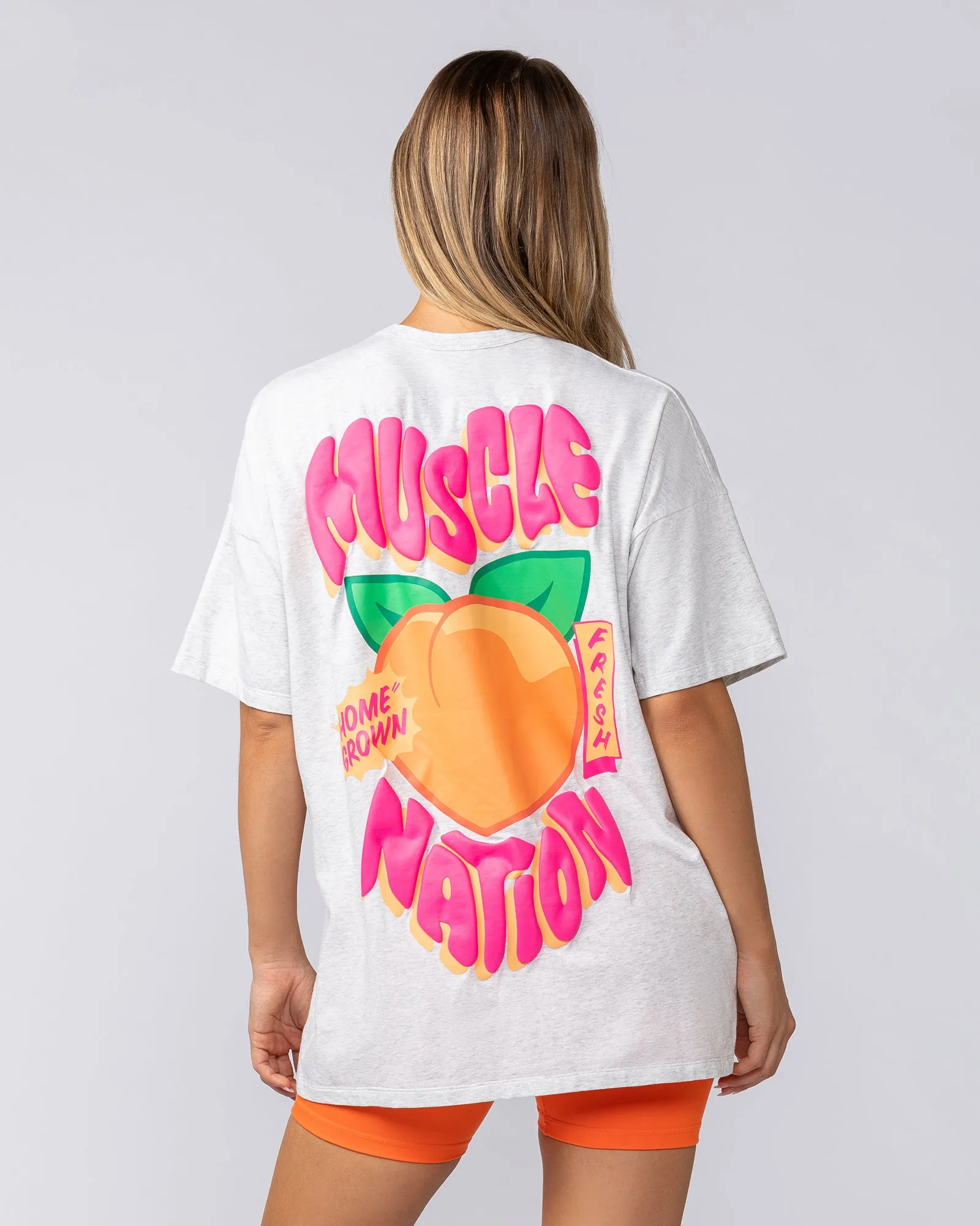 Peachy Oversized Tee - Snow Grey Marl sold by Muscle Nation product image thumbnail 4