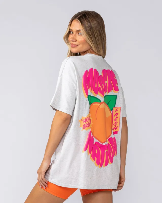 Peachy Oversized Tee - Snow Grey Marl sold by Muscle Nation