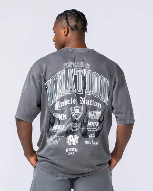 Beast Mode Oversized Vintage Tee - Washed Tornado (Monochrome) sold by Muscle Nation