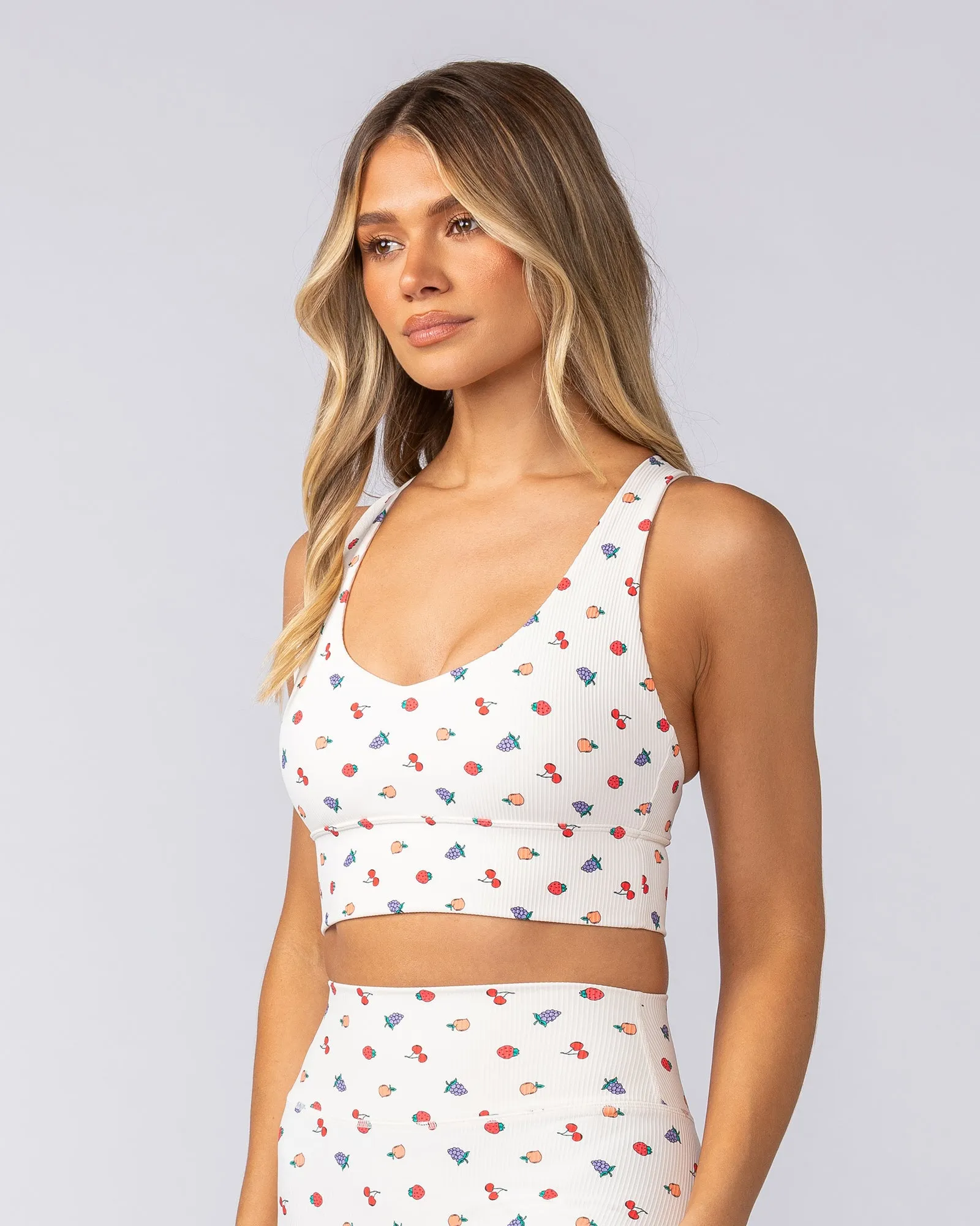 Lover Longline Rib Bra - Smoothie Print sold by Muscle Nation product image thumbnail 3