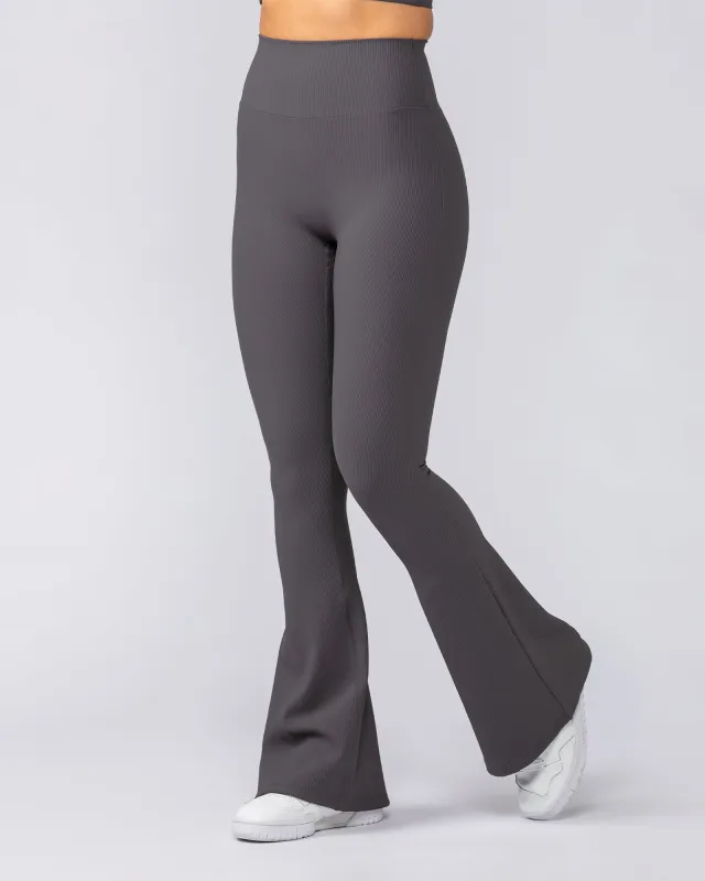 Zero Rise Rib Flare Leggings - Phantom sold by Muscle Nation