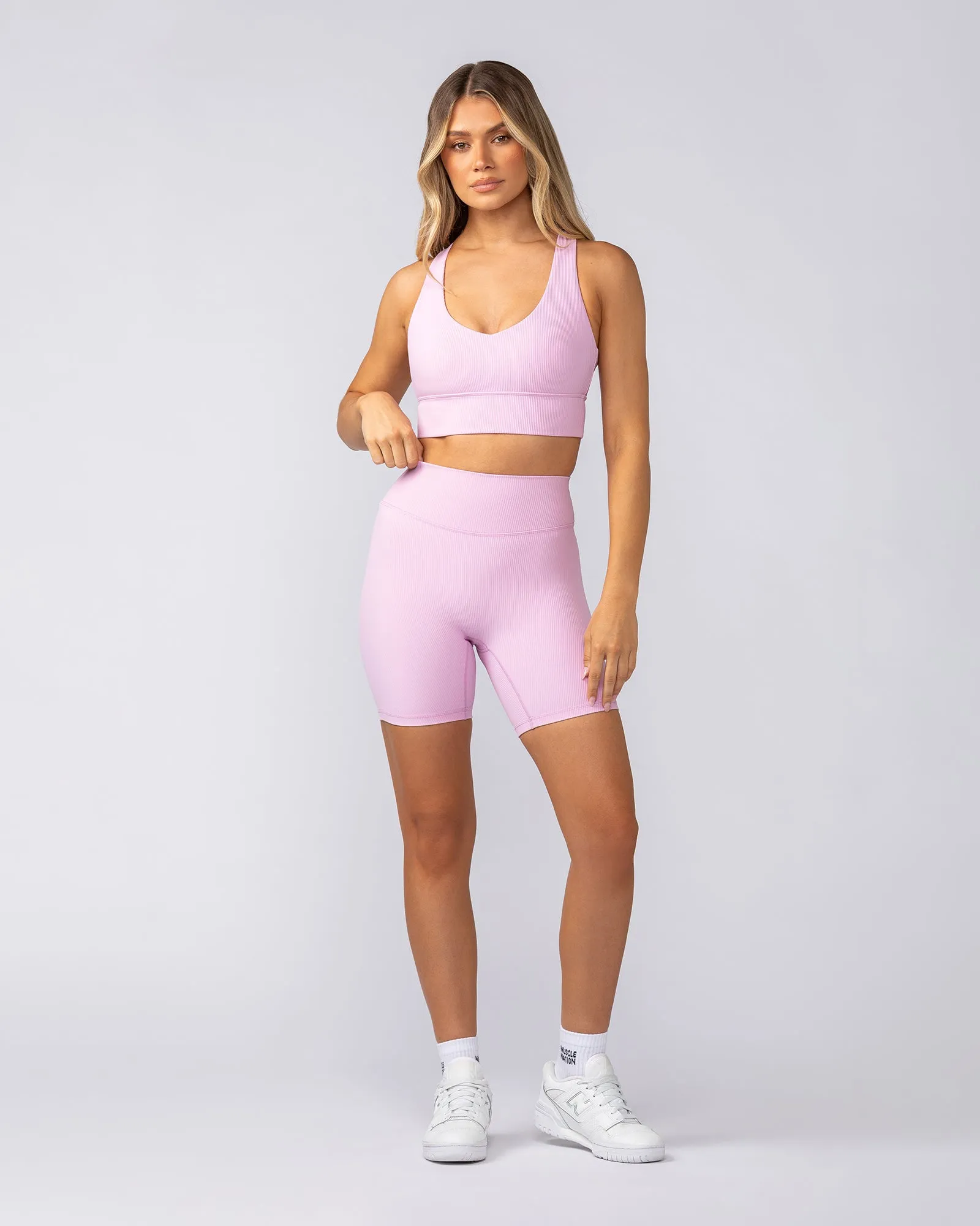 Zero Rise Rib Bike Shorts - Fairy Floss sold by Muscle Nation product image thumbnail 5