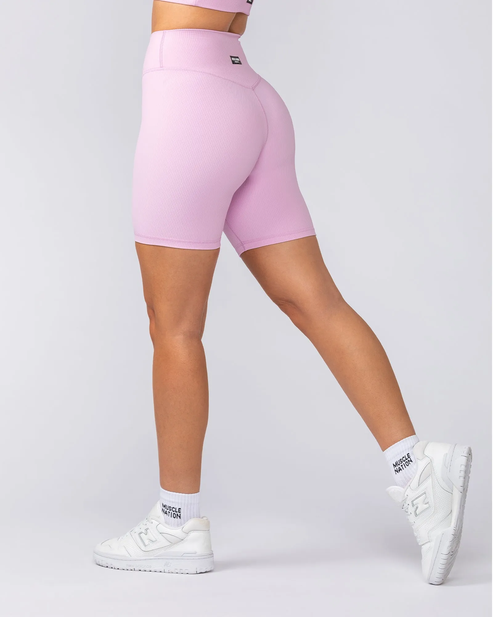 Zero Rise Rib Bike Shorts - Fairy Floss sold by Muscle Nation