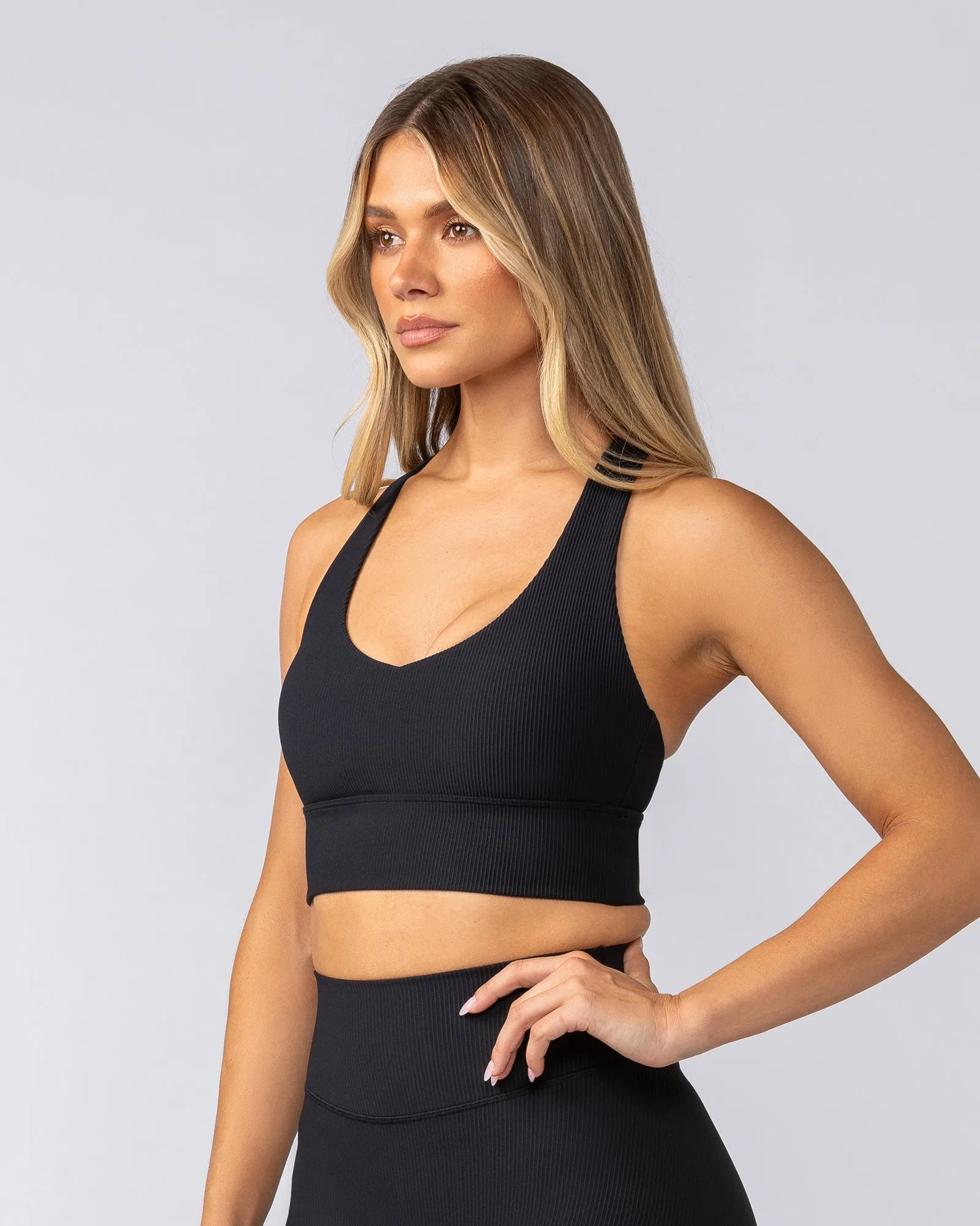 Lover Longline Rib Bra - Black sold by Muscle Nation product image thumbnail 3