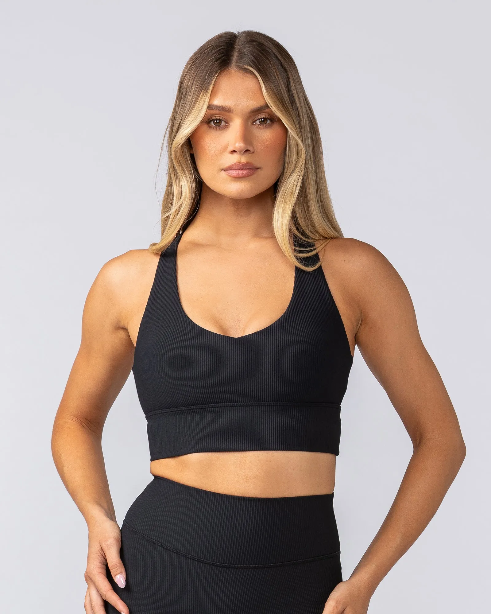 Lover Longline Rib Bra - Black sold by Muscle Nation product image thumbnail 2