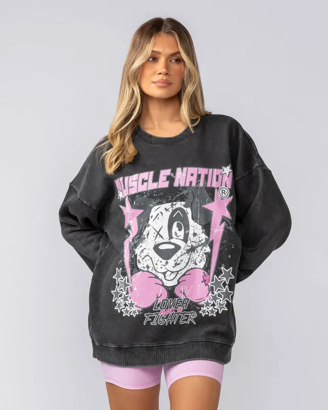 TKO Oversized Vintage Pullover - Washed Black sold by Muscle Nation