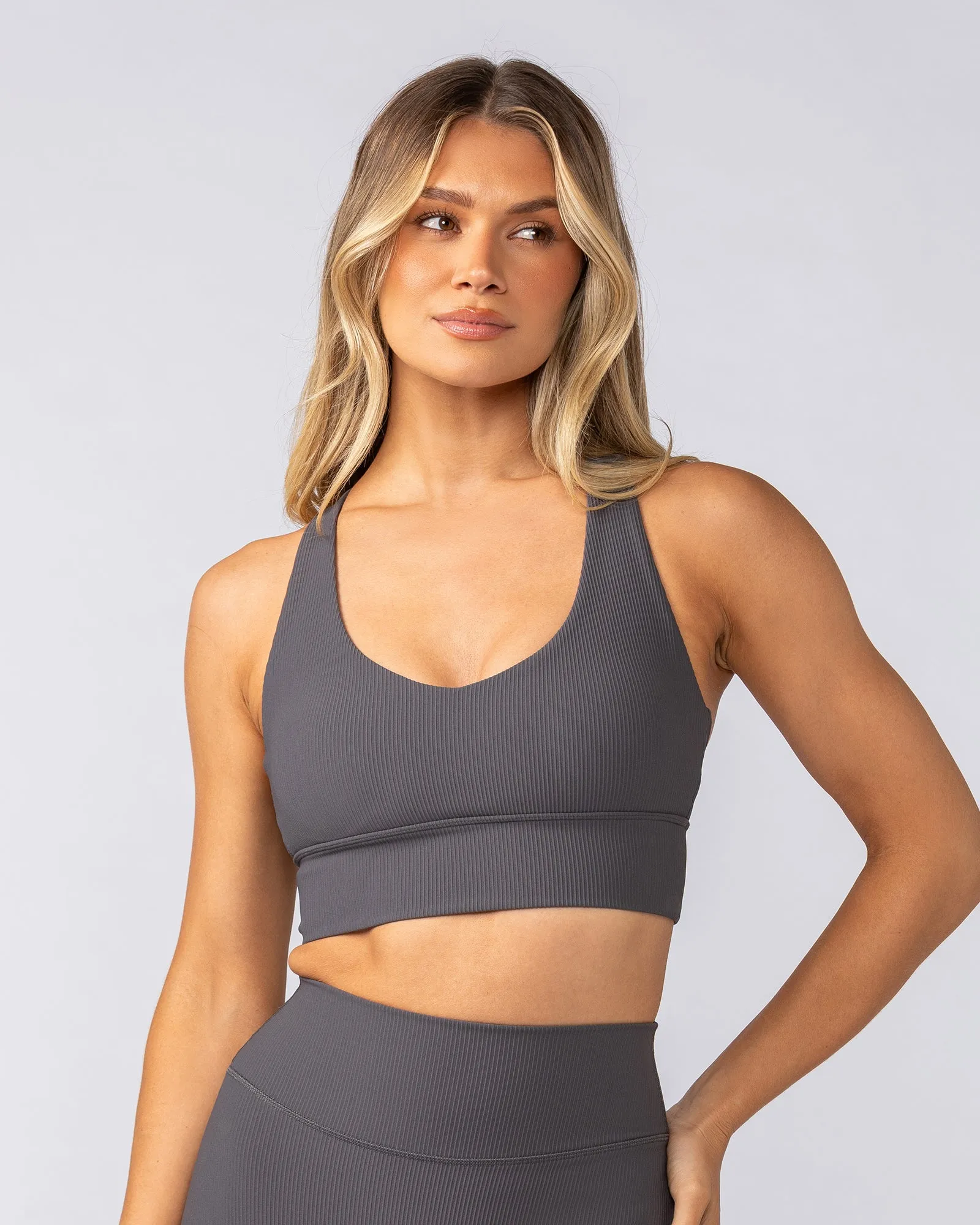 Lover Longline Rib Bra - Phantom sold by Muscle Nation product image thumbnail 2