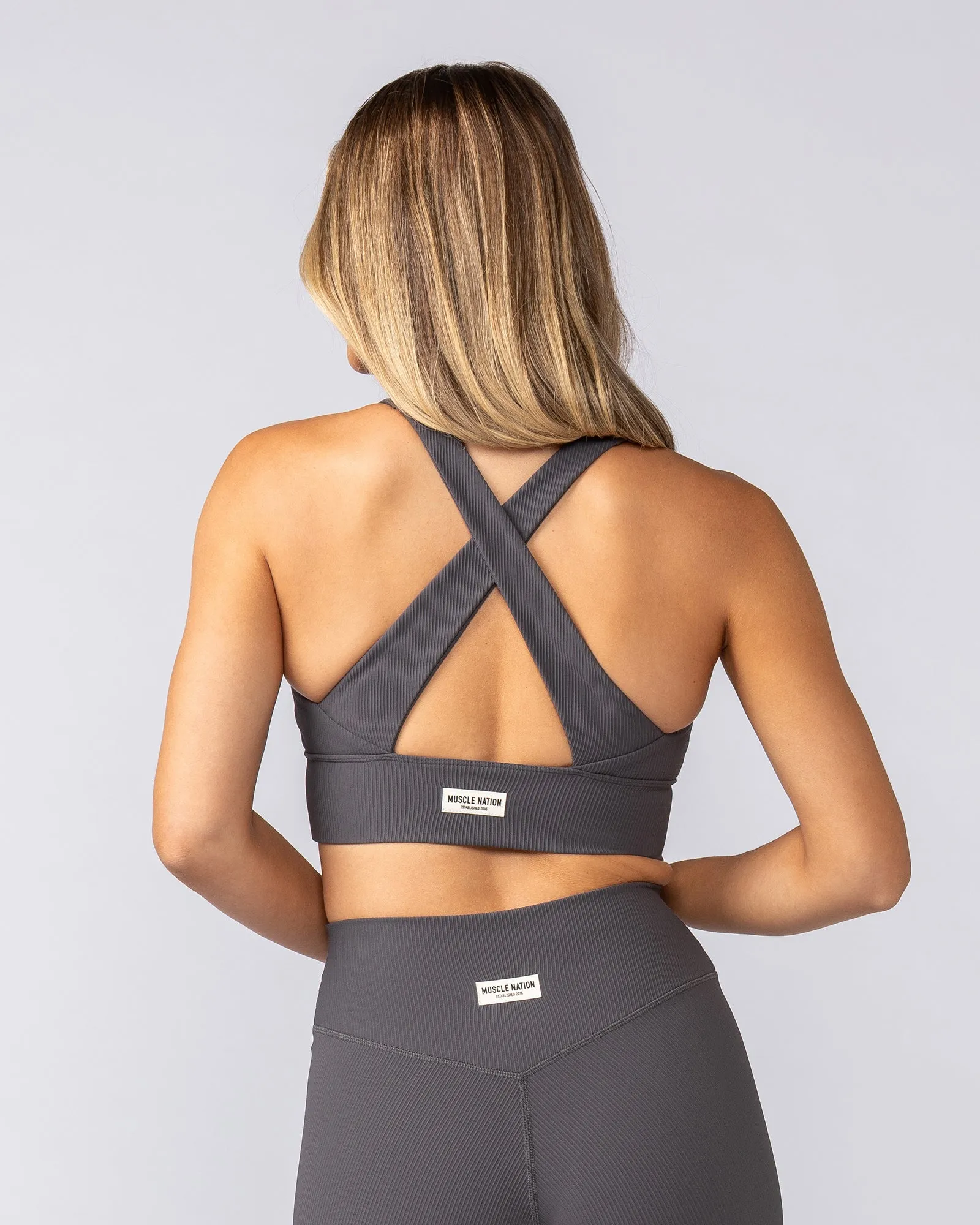 Lover Longline Rib Bra - Phantom sold by Muscle Nation product image thumbnail 5