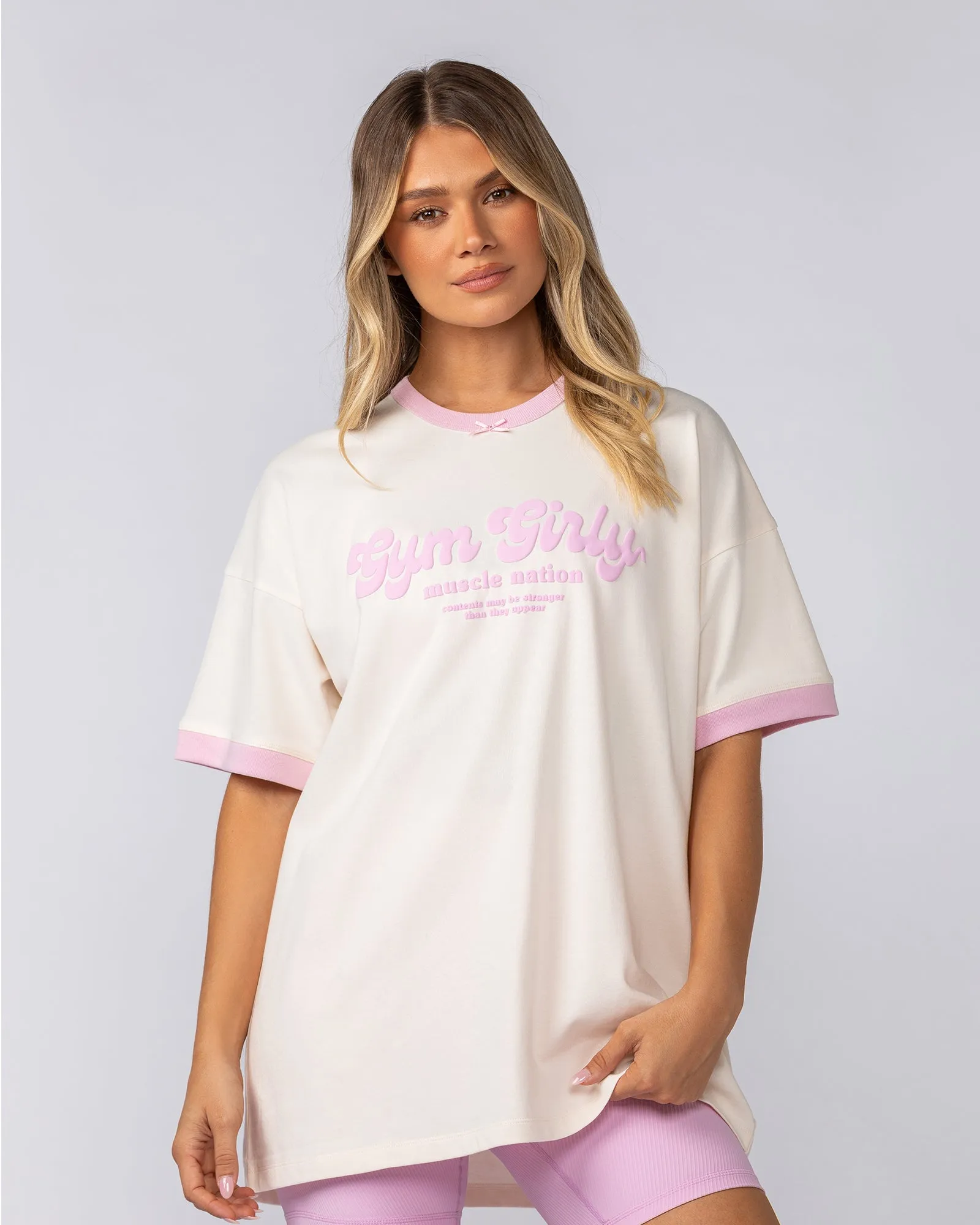 Gym Girly Oversized Tee - Travertine sold by Muscle Nation