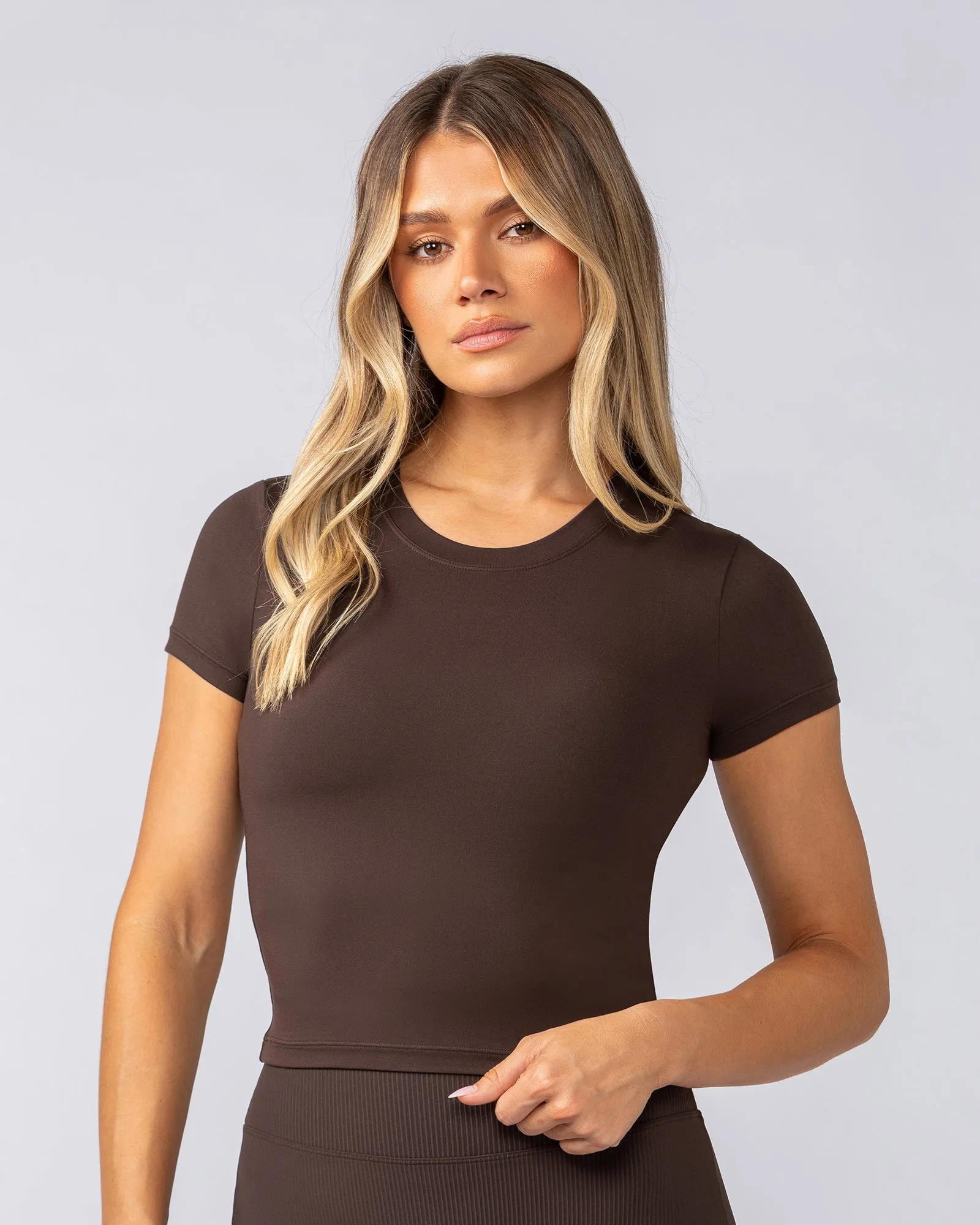 Essential Cropped Tee - Cocoa sold by Muscle Nation