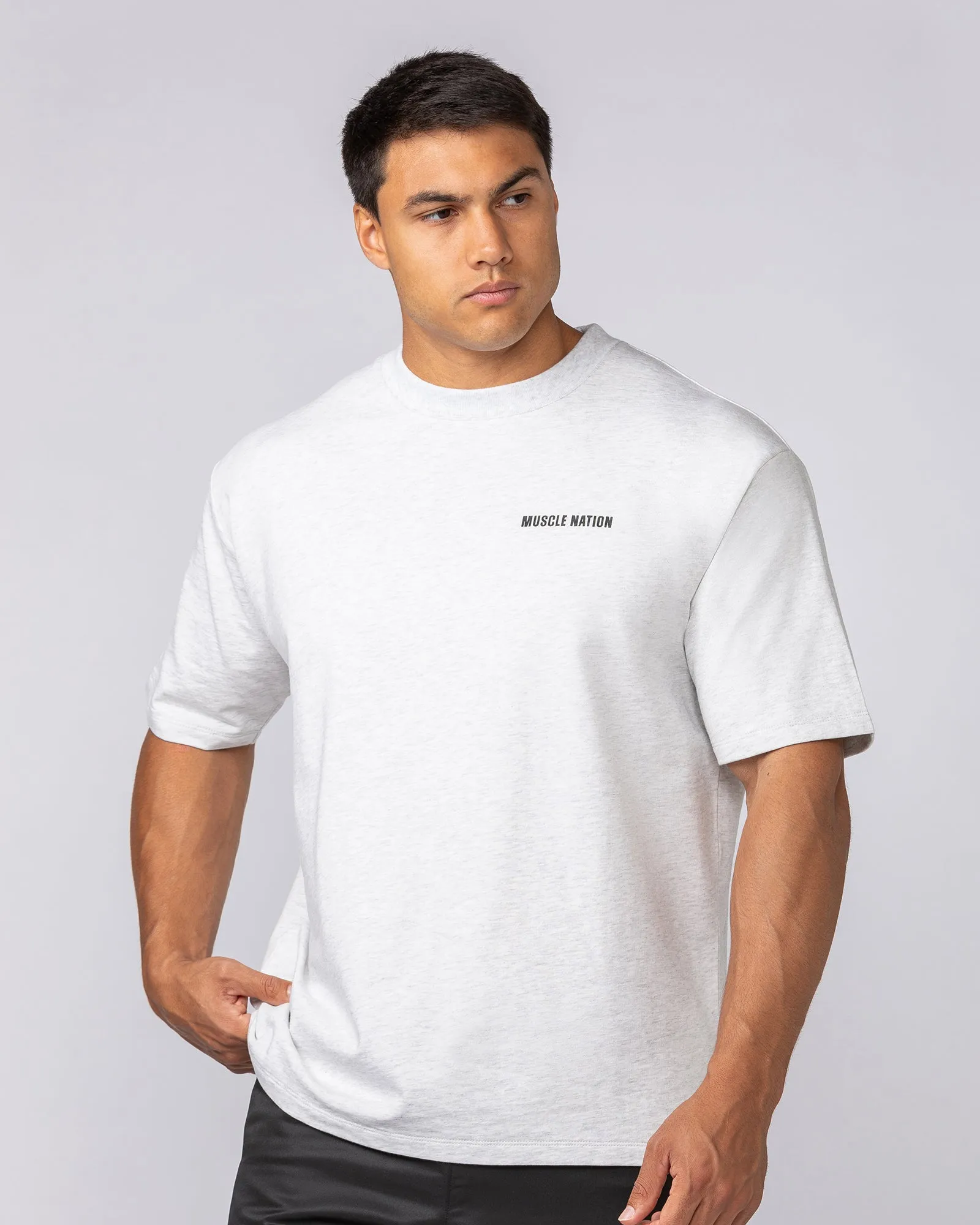 Essential Regular Fit Tee - Snow Grey Marl sold by Muscle Nation