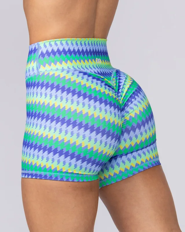 Instinct Scrunch Midway Shorts - Blue Fiesta Print sold by Muscle Nation