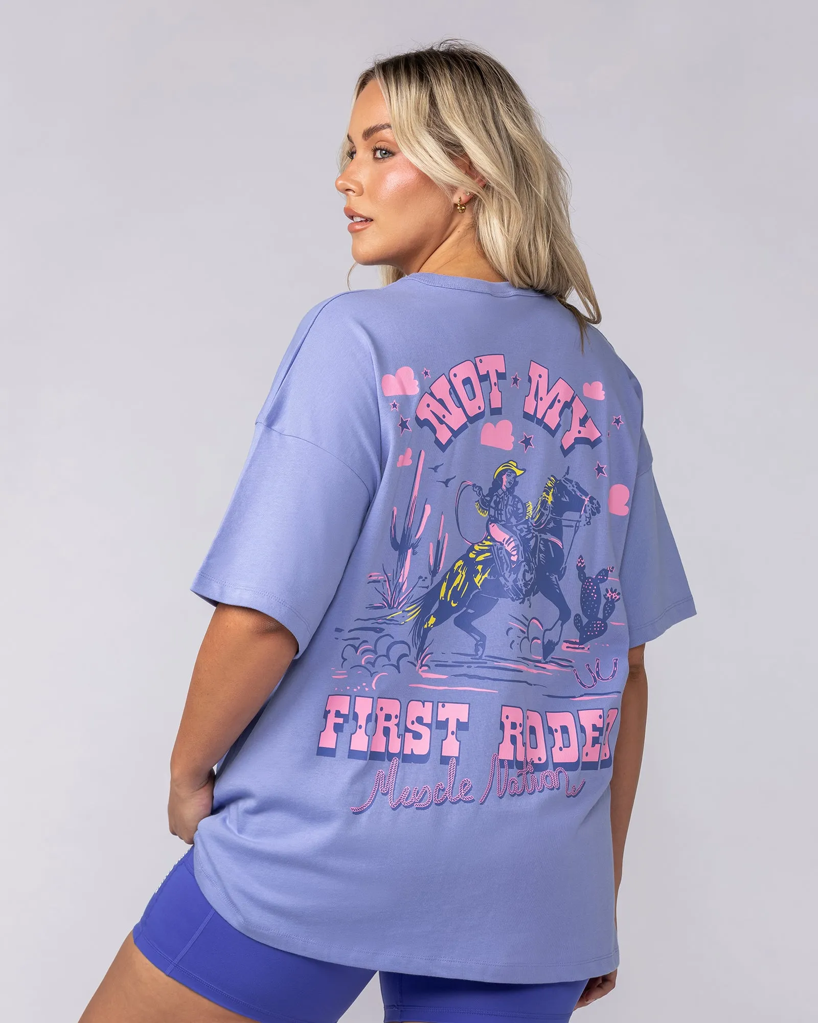 Rodeo Oversized Tee - Jacaranda sold by Muscle Nation