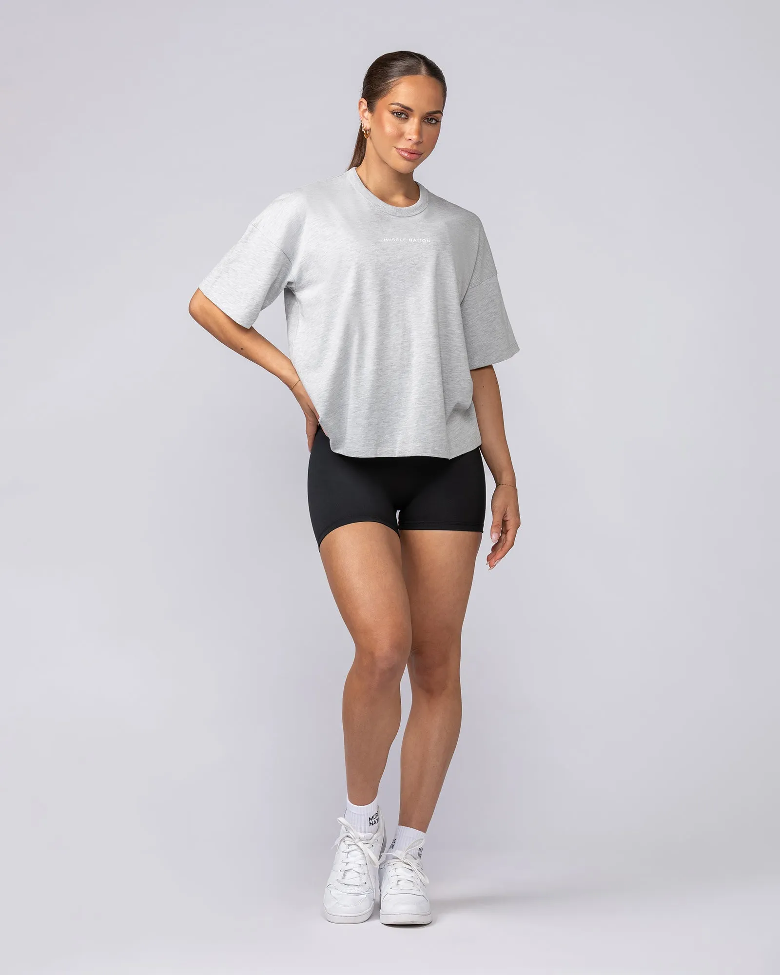 Boxy Fit Tee - Ice Grey Marl sold by Muscle Nation product image thumbnail 5